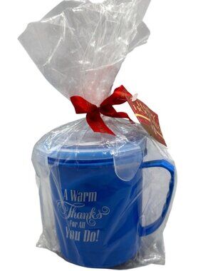 Happy Holiday Blue Mug With Lid & Text Blue READ